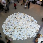 A circle of books seen from above